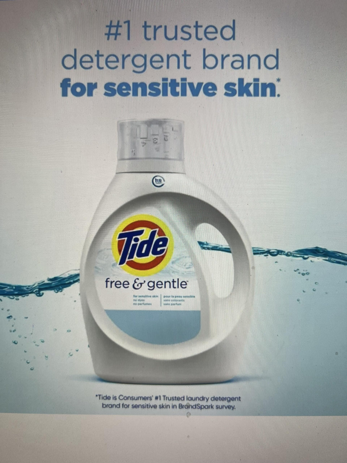 Tide Free & Gentle Liquid Laundry Detergent, 100 Loads, 132 fl oz, Tide Laundry Detergent, Clean Laundry Detergent