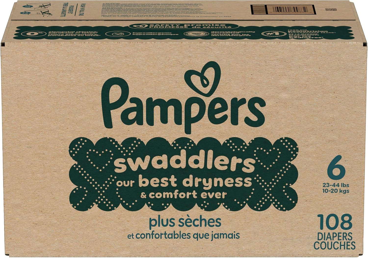 Pampers Swaddlers Newborn Diapers, Size Newborn (10 lbs), 84 Count, Fragrance Free, Hypoallergenic, Absorbent, Pediatrician Recommended, Skin Safe
