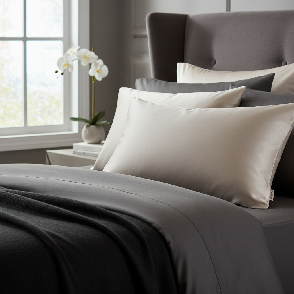Premium silk pillowcase in elegant neutral tones