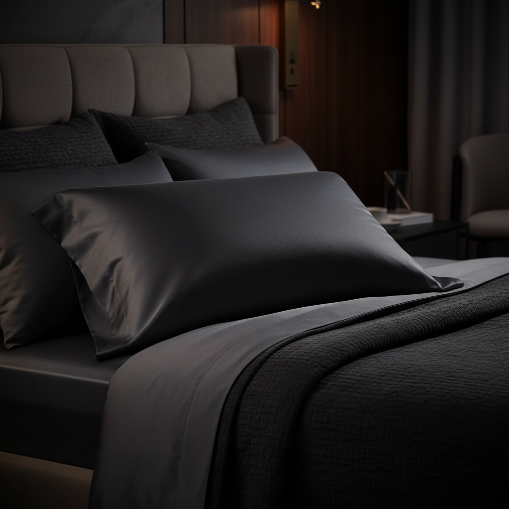 Premium silk pillowcase close-up