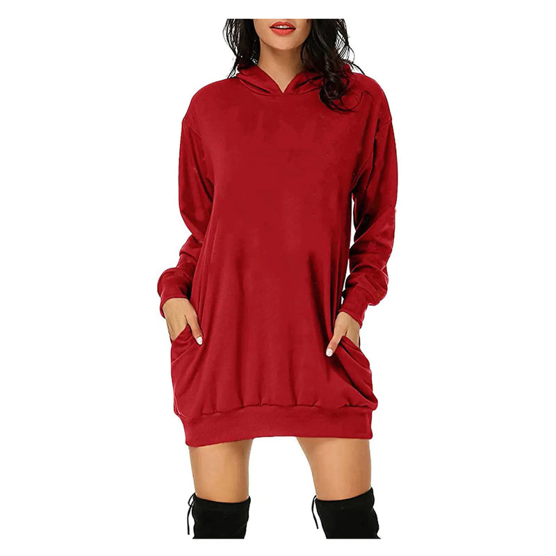 Solid Color Loose Sweater Dress with Long Sleeves